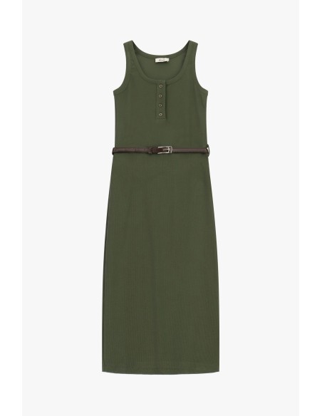 Robe midi sans manches avec boutons et ceinture Dixie