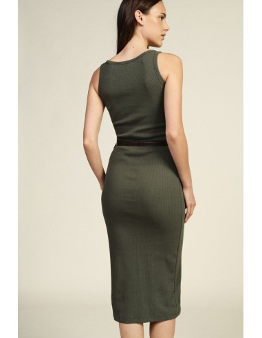 Robe midi sans manches avec boutons et ceinture Dixie