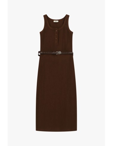 Mouwloze midi-jurk met knopen en ceintuur Dixie