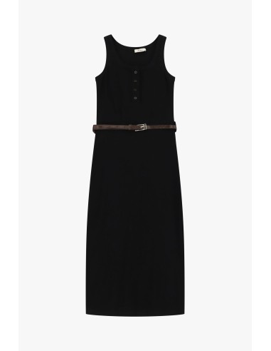 Robe midi sans manches avec boutons et ceinture Dixie