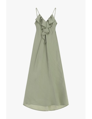 Robe longue à fines bretelles avec volant frontal Dixie