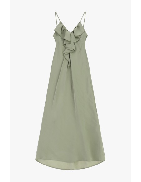 Robe longue à fines bretelles avec volant frontal Dixie