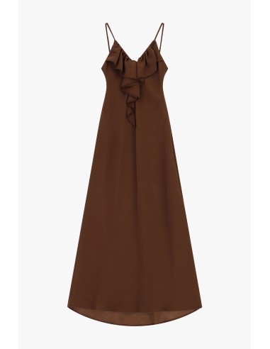 Robe longue à fines bretelles avec volant frontal Dixie