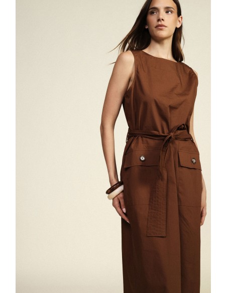 Robe sans manches avec ceinture et poches sur le devant Dixie