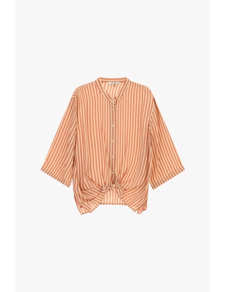 Chemise rayée avec nœud sur le devant et manches larges Dixie
