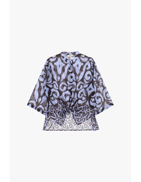 Chemise fantaisie avec nœud sur le devant et manches larges Dixie