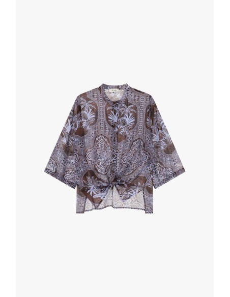 Chemise fantaisie avec nœud sur le devant et manches larges Dixie