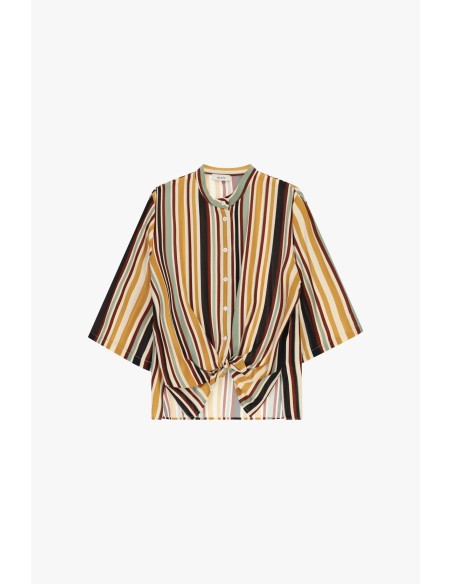 Chemise rayée avec nœud sur le devant et manches larges Dixie