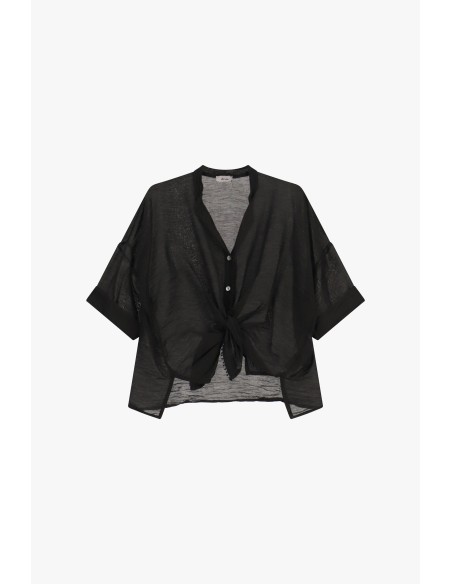Chemise à nœud large sur le devant et à manches courtes Dixie