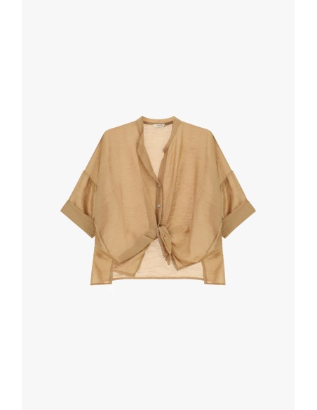 Chemise à nœud large sur le devant et à manches courtes Dixie