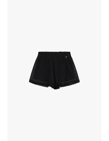 Short perforé à bord festonné et taille élastiquée Dixie