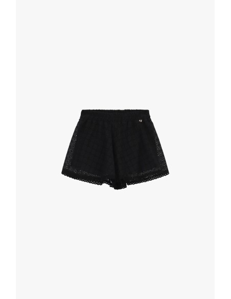 Short perforé à bord festonné et taille élastiquée Dixie