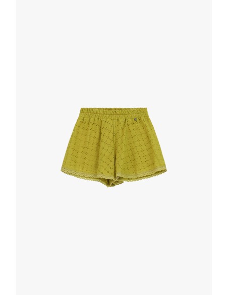 Short perforé à bord festonné et taille élastiquée Dixie