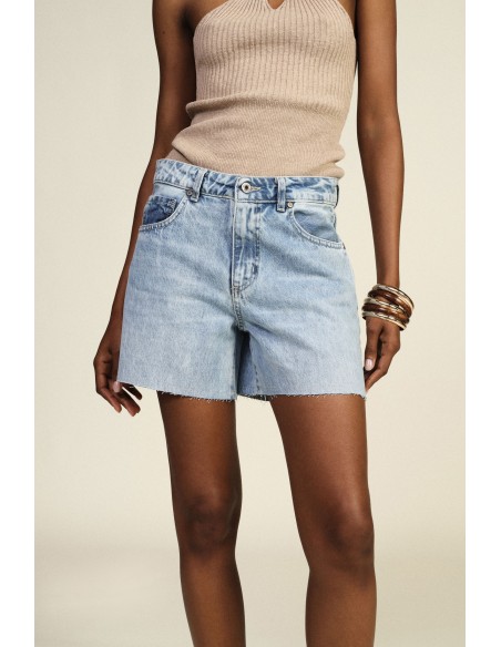 Short en denim à coupe régulière et fond effiloché Dixie
