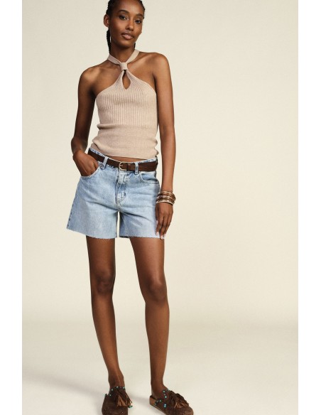 Regular-fit denimshorts met gerafelde zoom Dixie