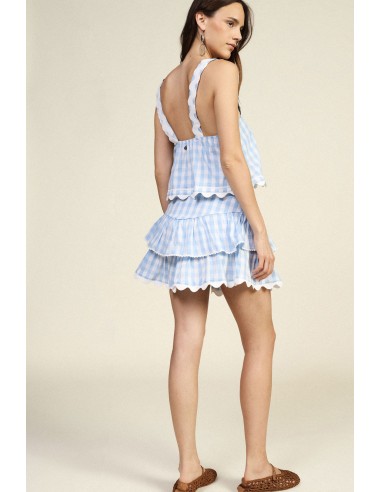 Korte geruite rok met gerimpelde ruches Dixie