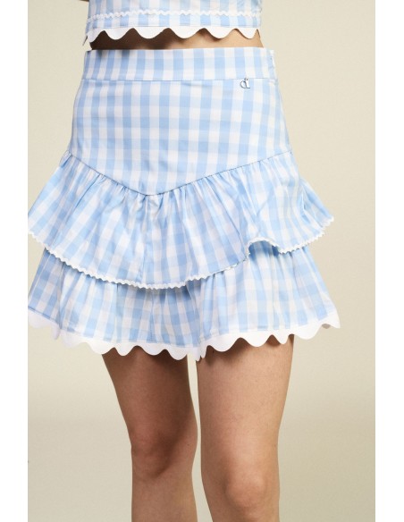 Dixie Curly Ruffle Check Short Skirt (jupe courte à carreaux)