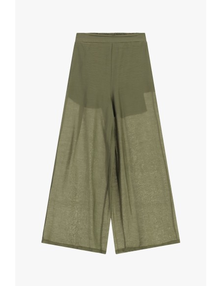 Pantalon large Palace avec taille élastique et Dixie transparent