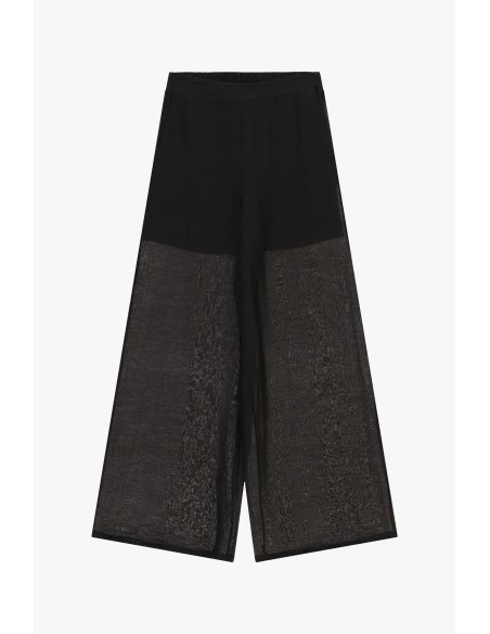 Pantalon large Palace avec taille élastique et Dixie transparent