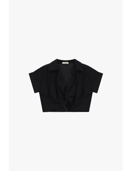Short Cropped Top With Short Sleeves And Dixie Collar