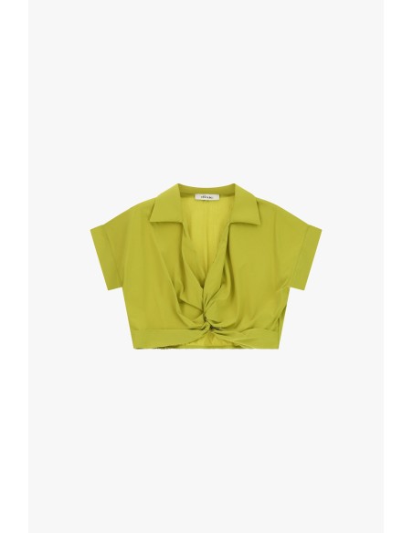 Cropped top met knoopdetail aan de voorkant en korte mouwen Dixie