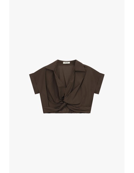 Cropped top met knoopdetail aan de voorkant en korte mouwen Dixie