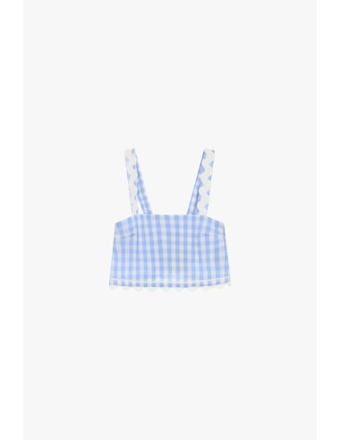 Geruite top met schouderbandjes en geschulpte rand Dixie
