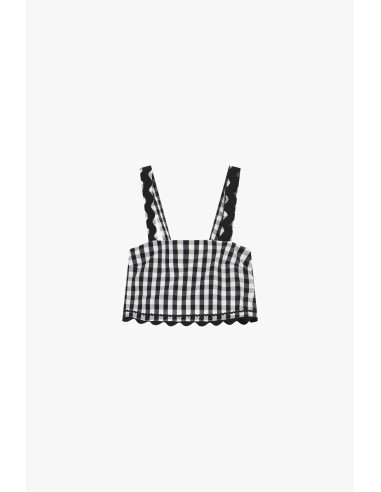 Geruite top met schouderbandjes en geschulpte rand Dixie