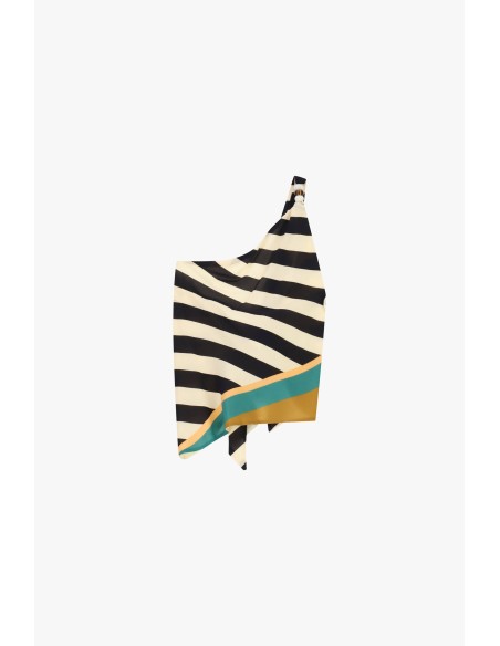 Top asymétrique à une épaule avec rayures et bordure contrastée Dixie