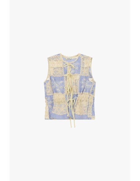 Mouwloze top met kanten details en strikjes Dixie
