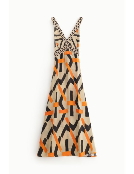 Robe longue à motif géométrique accrocheur Dixie