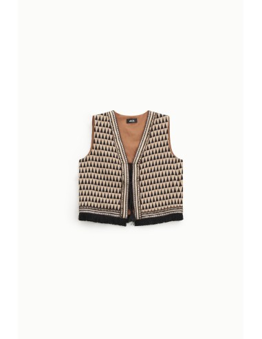 Gilet à motif géométrique et franges Dixie