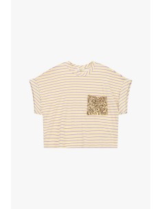 Gestreept T-shirt met opgestikte zak met pailletten Dixie 2
