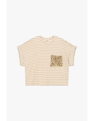 T-shirt à rayures avec poche appliquée à paillettes Dixie