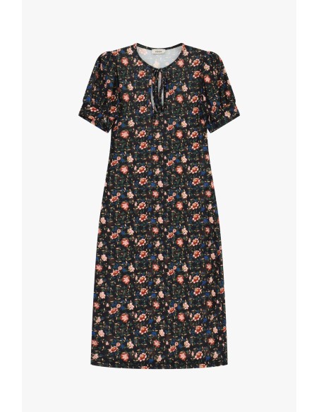 Robe midi à motif floral avec col en V Dixie