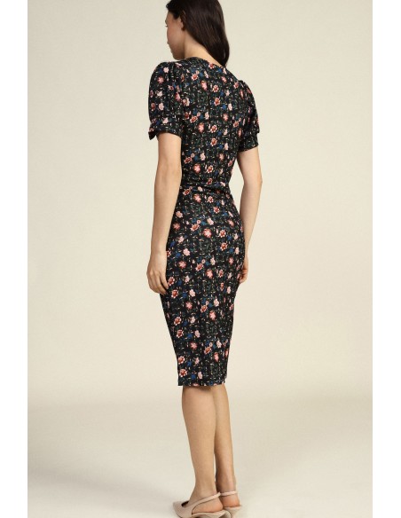 Robe midi à motif floral avec col en V Dixie
