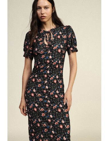 Robe midi à motif floral avec col en V Dixie
