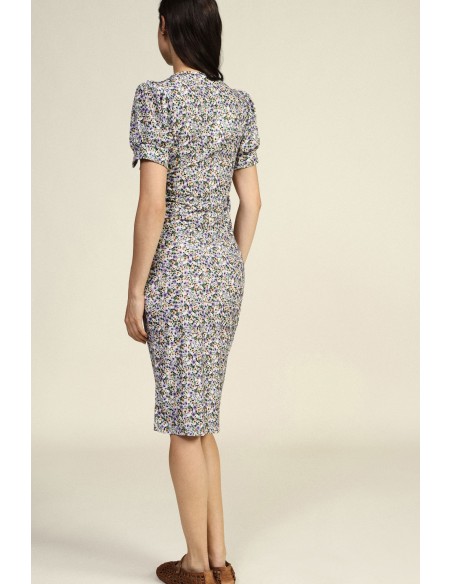Dixie midi-jurk met bloemenprint en korte mouwen