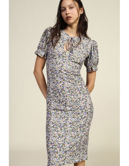 Robe midi à imprimé floral à manches courtes Dixie