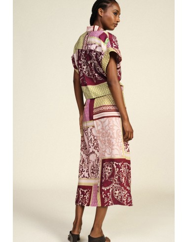 Dixie Patchwork Fantasie Midi-rok met Drapering