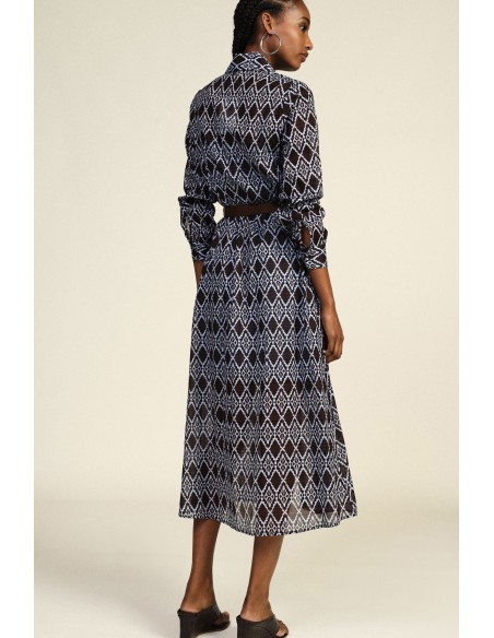 Robe longue à imprimé géométrique avec ceinture en tissu Dixie