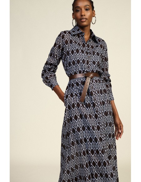 Robe longue à imprimé géométrique avec ceinture en tissu Dixie