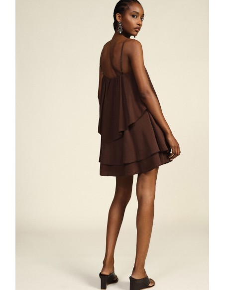 Robe courte à volants et à fines bretelles Dixie
