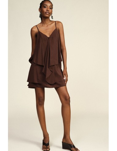 Robe courte à volants et à fines bretelles Dixie