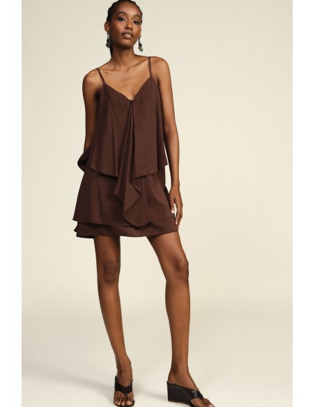 Robe courte à volants et à fines bretelles Dixie