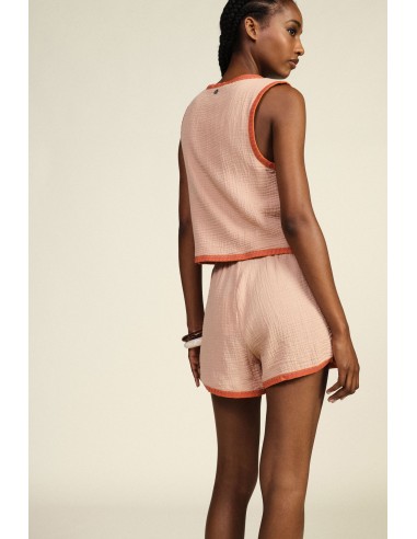 Shorts brodés à taille élastiquée avec bordures contrastantes Dixie