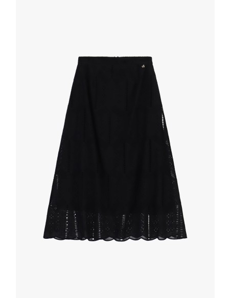 Jupe midi évasée avec broderie ajourée Dixie