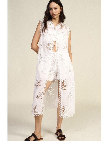 Top sans manches Dixie avec broderies ajourées décoratives