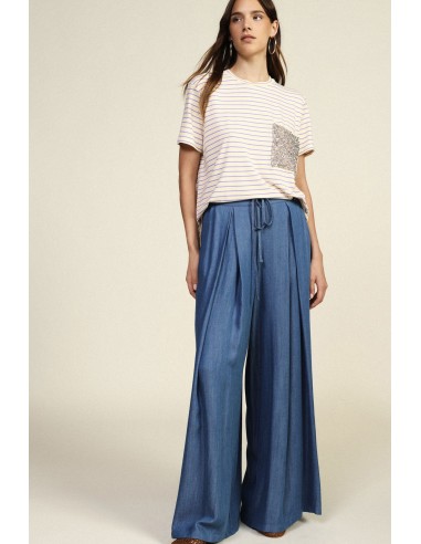 Pantalon palazzo plissé à taille élastiquée Dixie