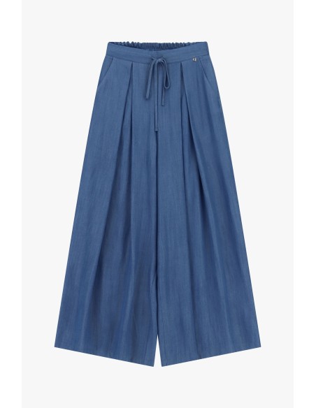 Pantalon palazzo plissé à taille élastiquée Dixie
